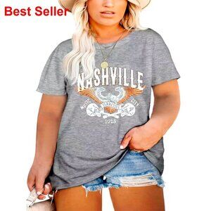 Plus Size Vintage Rock Band T-Shirt Country Concert Graphic Tee